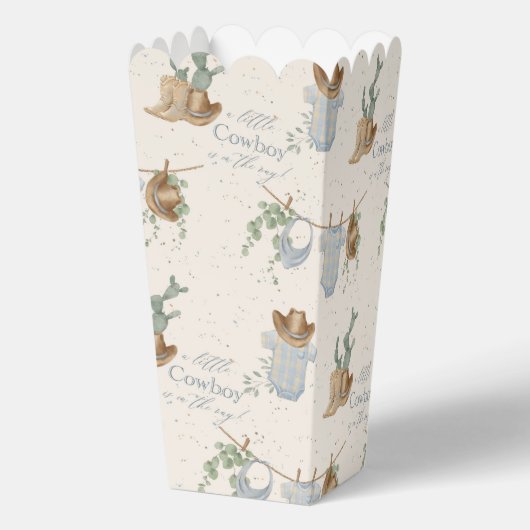 Een klein cowboy Baby shower Bedankdoosjes (Achterkant)