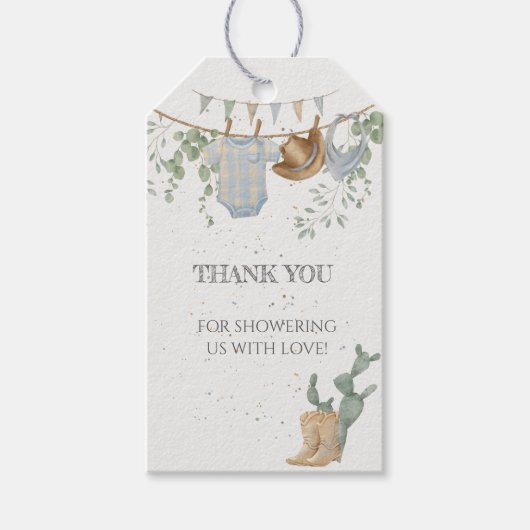 Een klein cowboy Baby shower Cadeaulabel (Voorkant)