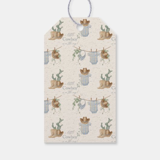 Een klein cowboy Baby shower Cadeaulabel (Achterkant)