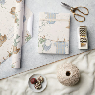Een klein cowboy Baby shower Cadeaupapier