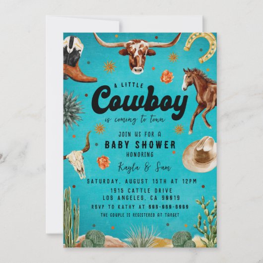Een klein cowboy Baby shower Kaart (Voorkant)