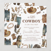 Een klein cowboy Baby shower Kaart (Voorkant / Achterkant)