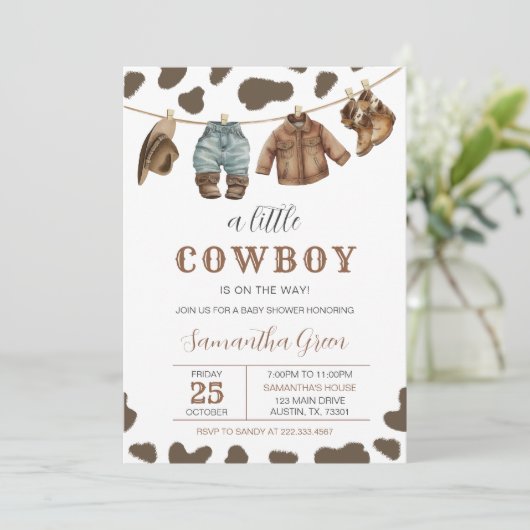 Een klein cowboy Baby shower Kaart (Staand voorkant)