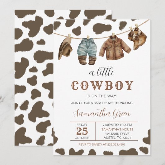 Een klein cowboy Baby shower Kaart (Voorkant / Achterkant)