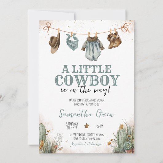 Een klein cowboy Baby shower Kaart (Voorkant)