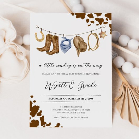 Een klein cowboy Baby shower Kaart