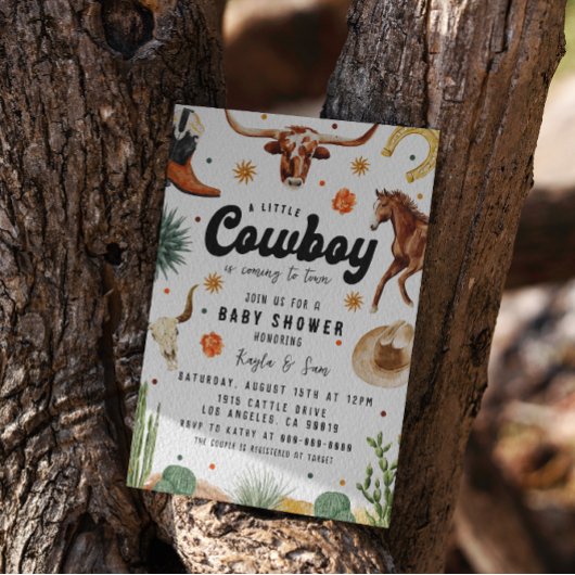 Een klein cowboy Baby shower Kaart