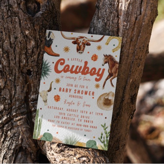 Een klein cowboy Baby shower Kaart