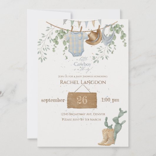 Een klein cowboy Baby shower Kaart (Voorkant)