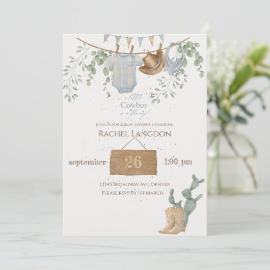 Een klein cowboy Baby shower Kaart (Staand voorkant)