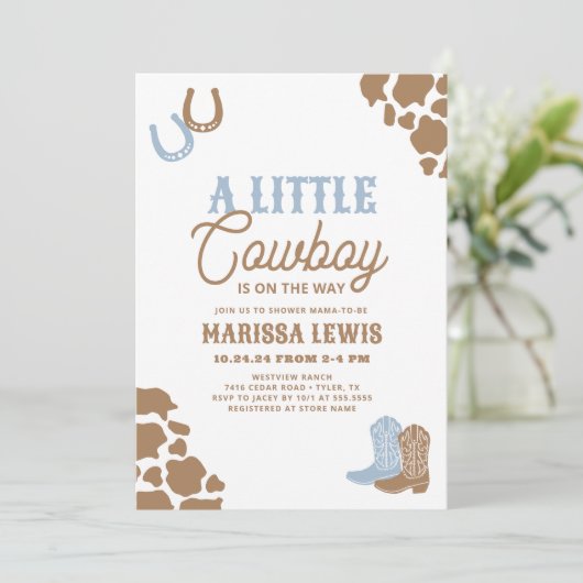 Een klein cowboy Baby shower Kaart (Staand voorkant)
