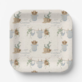Een klein cowboy Baby shower Papieren Bordje