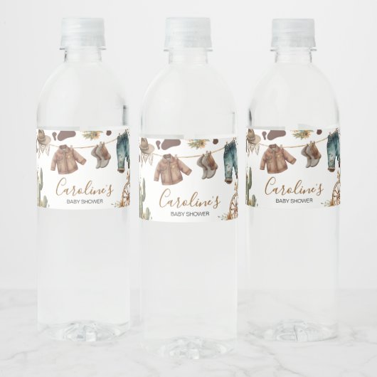 Een klein cowboy Baby shower Waterfles Etiket (Flessen)