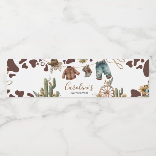 Een klein cowboy Baby shower Waterfles Etiket (Enkel label)