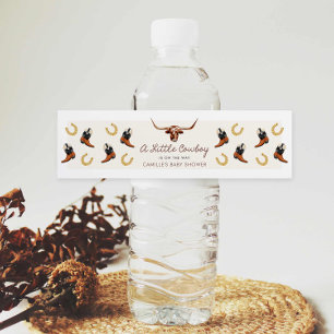 Een klein cowboy Baby shower Waterfles Etiket