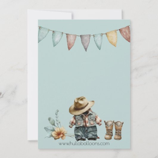 Een Klein Cowboy Komt Onderweg Baby Shower Uitnodi Kaart (Achterkant)