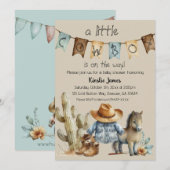 Een Klein Cowboy Komt Onderweg Baby Shower Uitnodi Kaart (Voorkant / Achterkant)