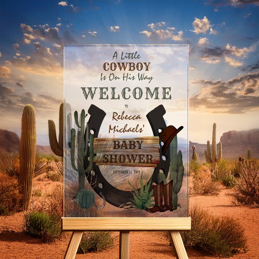 Een klein Cowboy Western Baby shower Acryl Bord