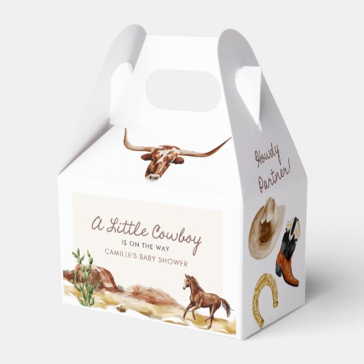 Een klein Cowboy Western Baby shower Bedankdoosjes (Voorkant Zijde)