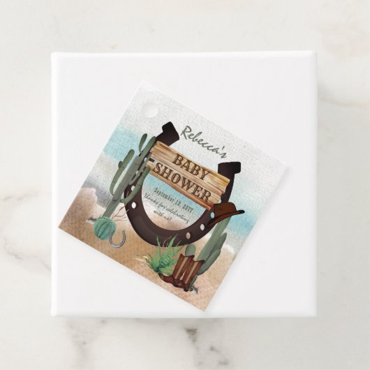 Een klein Cowboy Western Baby shower\ Bedankjes Labels (In situ)