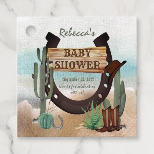 Een klein Cowboy Western Baby shower\ Bedankjes Labels (Voorkant)