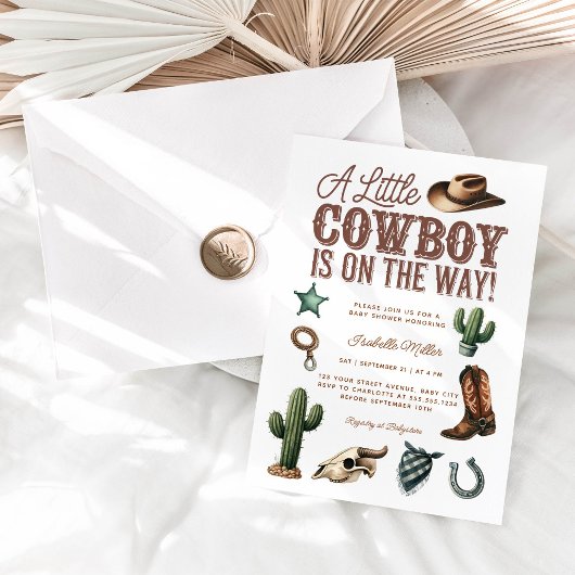 Een klein Cowboy Western Baby shower Kaart