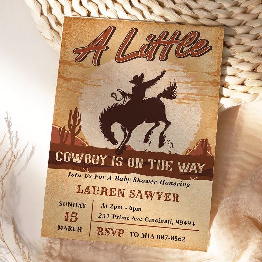 Een klein Cowboy Western Baby shower Kaart