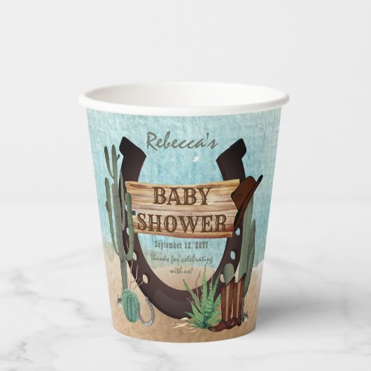 Een klein Cowboy Western Baby shower Papieren Bekers (Voorkant)