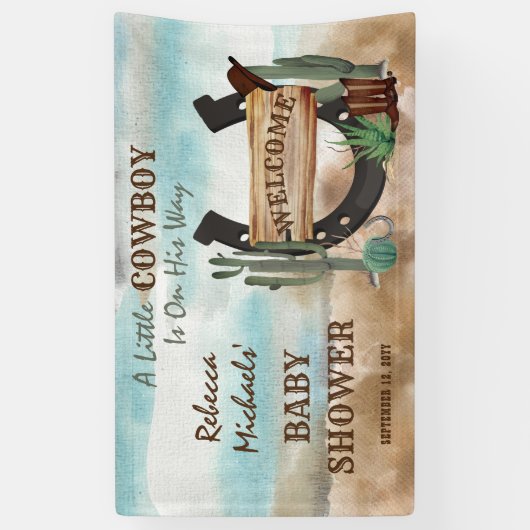 Een klein Cowboy Western Baby shower Spandoek