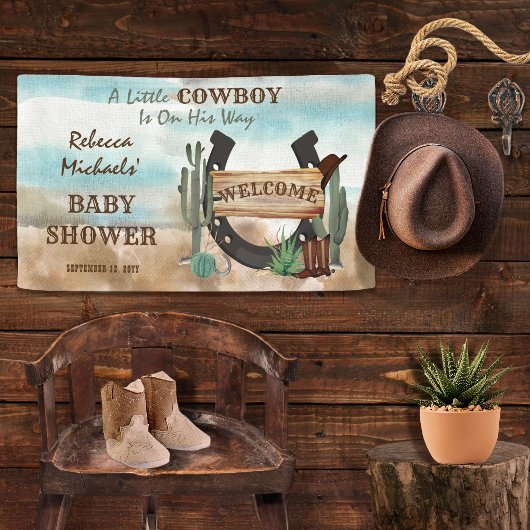 Een klein Cowboy Western Baby shower Spandoek