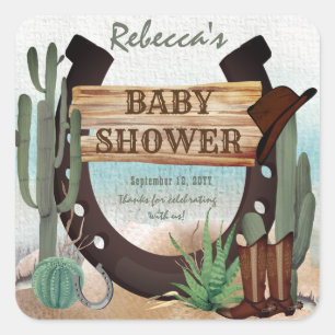 Een klein Cowboy Western Baby shower Vierkante Sticker