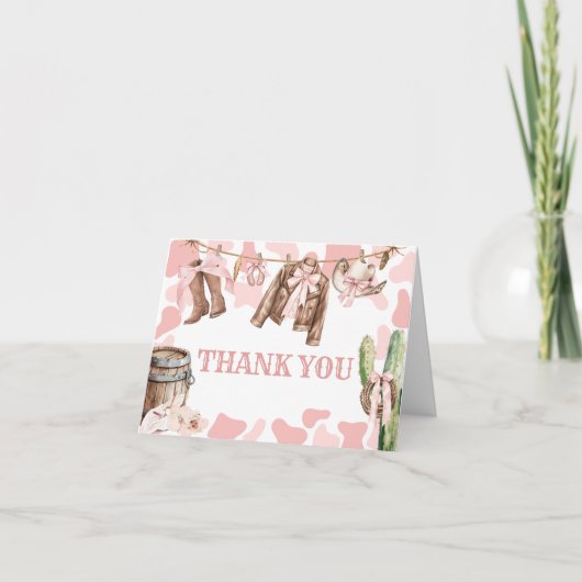 Een klein cowgirl Baby shower Bedankkaart (Voorkant)