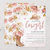 Een klein cowgirl Baby shower Kaart (Voorkant / Achterkant)