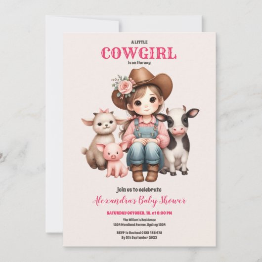 Een klein cowgirl Baby shower Kaart (Voorkant)