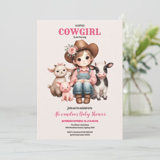 Een klein cowgirl Baby shower Kaart (Staand voorkant)
