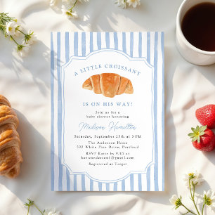 Een Klein Croissant Is Op Weg Jongens Babyfeest Kaart
