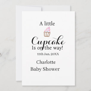 Een klein cupcake is op komst baby shower naam da kaart