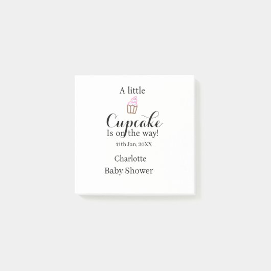 Een klein cupcake is op komst baby shower naam da post-it® notes (Voorkant)