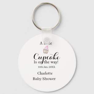 Een klein cupcake is op komst baby shower naam da sleutelhanger