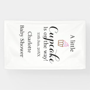Een klein cupcake is op komst baby shower naam da spandoek