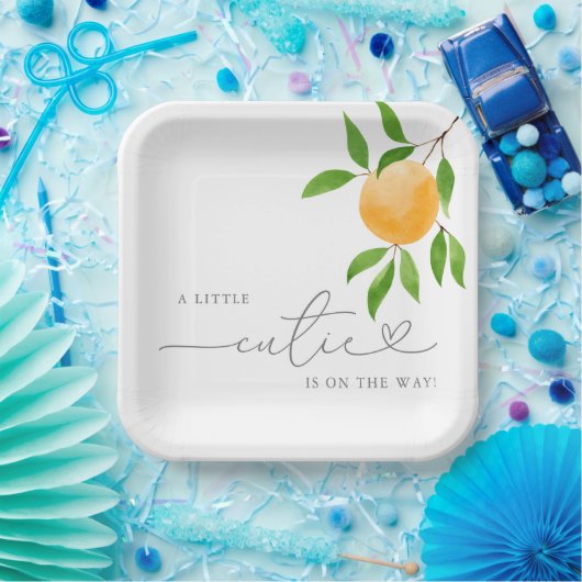Een klein Cutie Modern Baby shower Papieren Bordje (Feest)