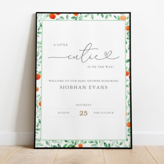 Een klein Cutie Modern Baby shower Welkom Poster