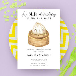 Een klein dumpling is op komst baby shower kaart
