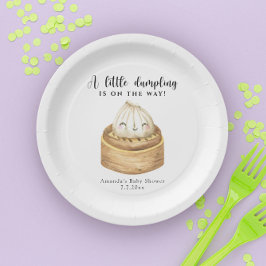 Een klein dumpling is op komst baby shower papieren bordje