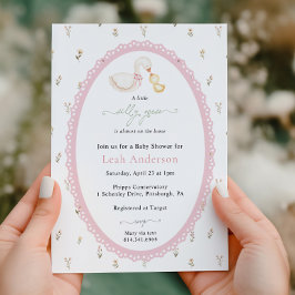 Een Klein Dwaas Gansje Roze Meisje Baby Shower Kaart