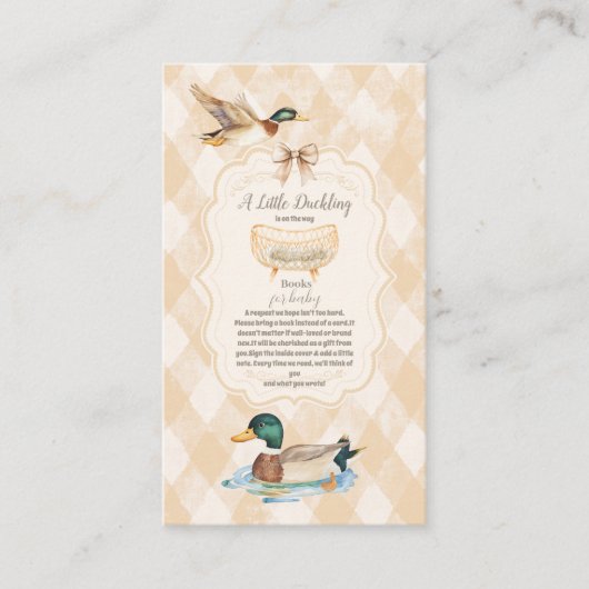 Een klein eendje Baby shower Boeken voor Baby Informatiekaartje (Voorkant)