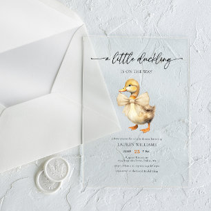 Een Klein Eendje Is Op Komst Eend Baby Borrel Acryl Uitnodigingen