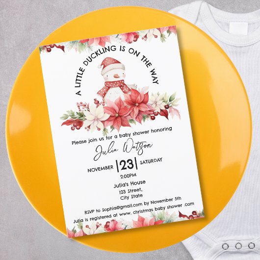 Een klein eendje is op weg naar de winter Kerstmis Kaart