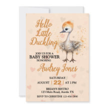 Een klein eendje is op weg naar het Baby shower