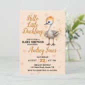 Een klein eendje is op weg naar het Baby shower Kaart (Staand voorkant)